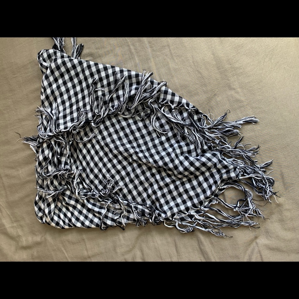 Black and white plaid square scarf